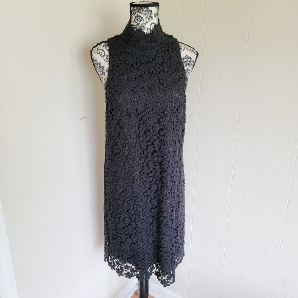 Trina Turk Black Lace Mini Swing Dress